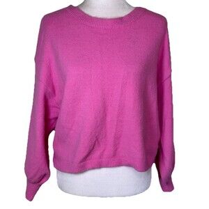 Le Lis Women’s Pink Soft Girl Sweater Ruched Back Drawstring Cozy Feminine Sz Sm